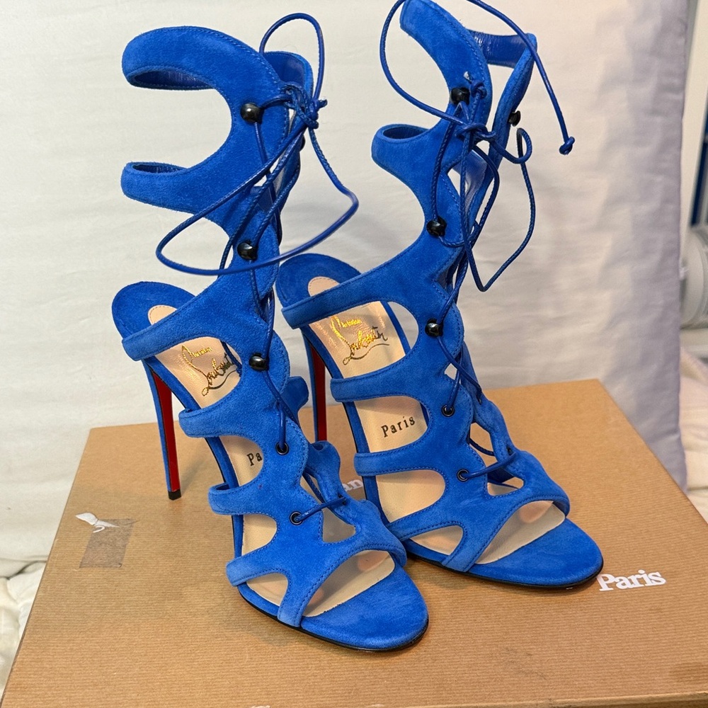 Christian Louboutin Vibrant Blue Lace-Up Heels